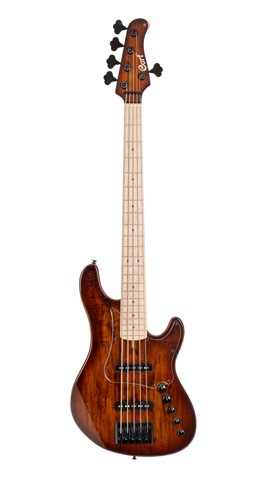GB-FUSION, 5 cordes, table érable échauffé, corps aulne, micros Voiced Tone VTB-ST, active/passive, antique brown burst brillant