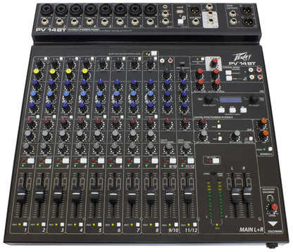 Table de mixage 14 canaux, 8 préamplis micro XLR/Jack, EQ 3 bandes, Bluetooth, effets numériques, entrée guitare Hi-Z, noir