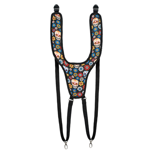 Harnais pro pour djembé, nylon très résistant, longueur ajustable, sangles rembourrées, attache rapide, Day Of The Dead