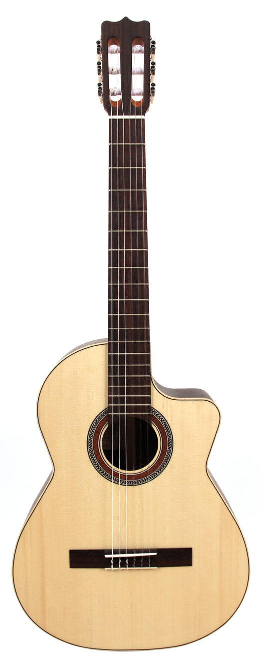 Guitare classique 4/4 modèle 0 S pan coupé, table épicéa massif, fond & éclisses palissandre indien, naturel satiné