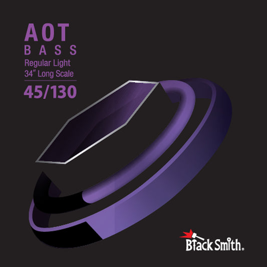 Jeu de cordes pour basse électrique 5 cordes (45-65-80-100-130), diapason 34", nickel filé rond, revêtement Nano Carbon AOT