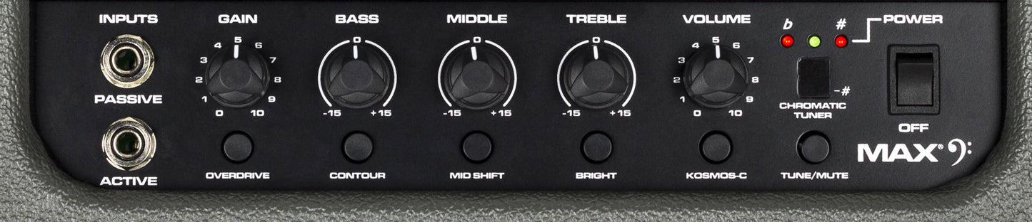 Ampli basse électrique 60W , HP 1x 10" Premium, 1 contrôle de Volume, 1 contrôle de Gain, EQ 3 bandes, finition noir