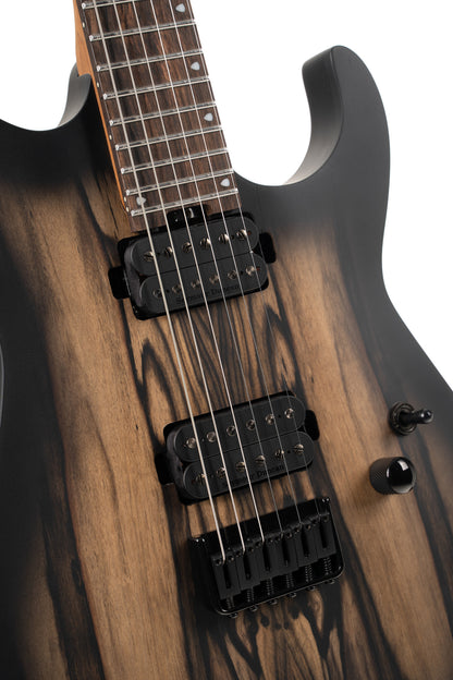 KX500, modèle 6 cordes, corps acajou, table ébène"Pale Moon", touche ébène de Macassar, Sentient Nazgul, natural black burst