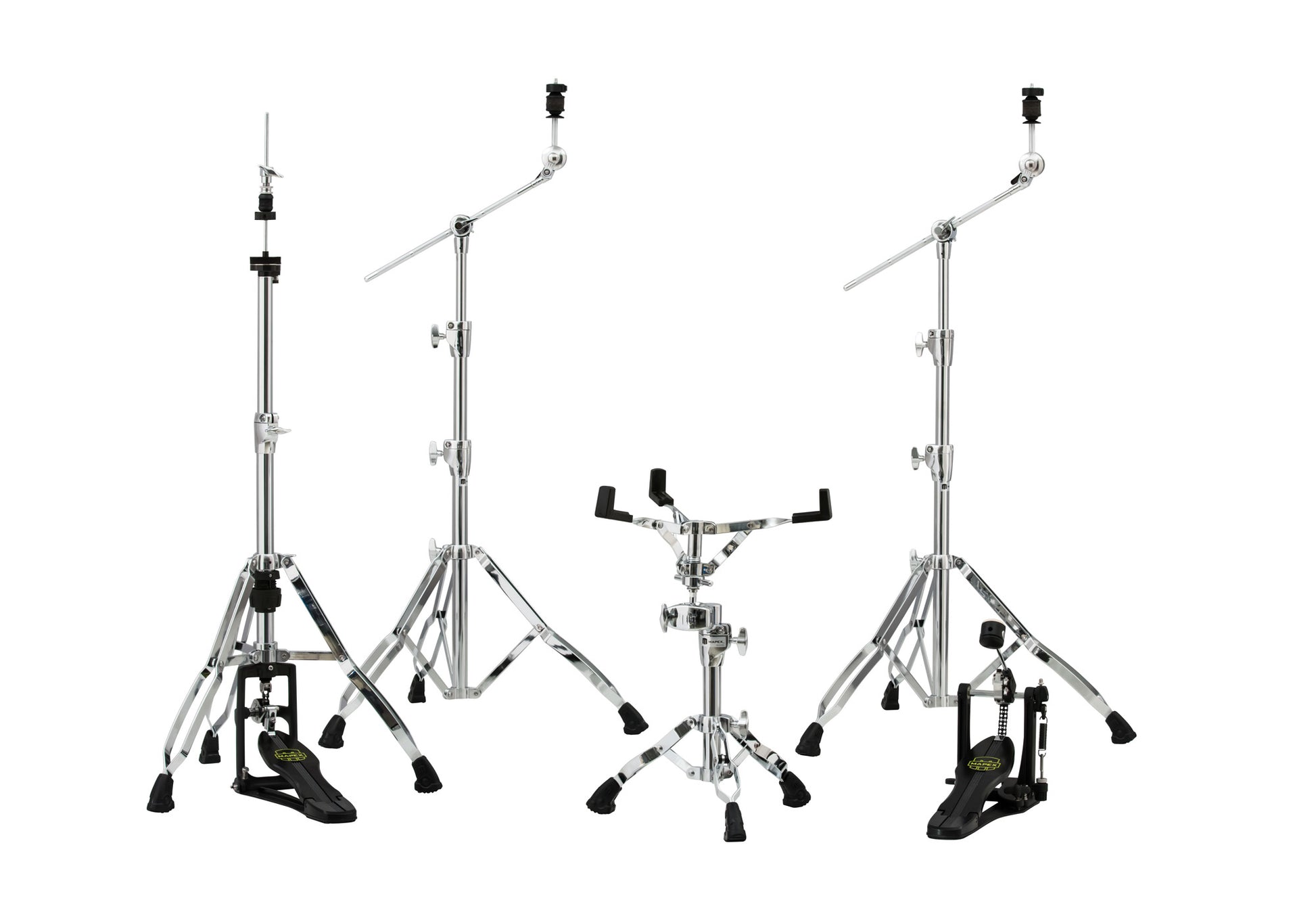 Pack accessoires Armory, pédale charleston, 2 supports cymbale perche, support caisse claire, pédale grosse caisse, chrome