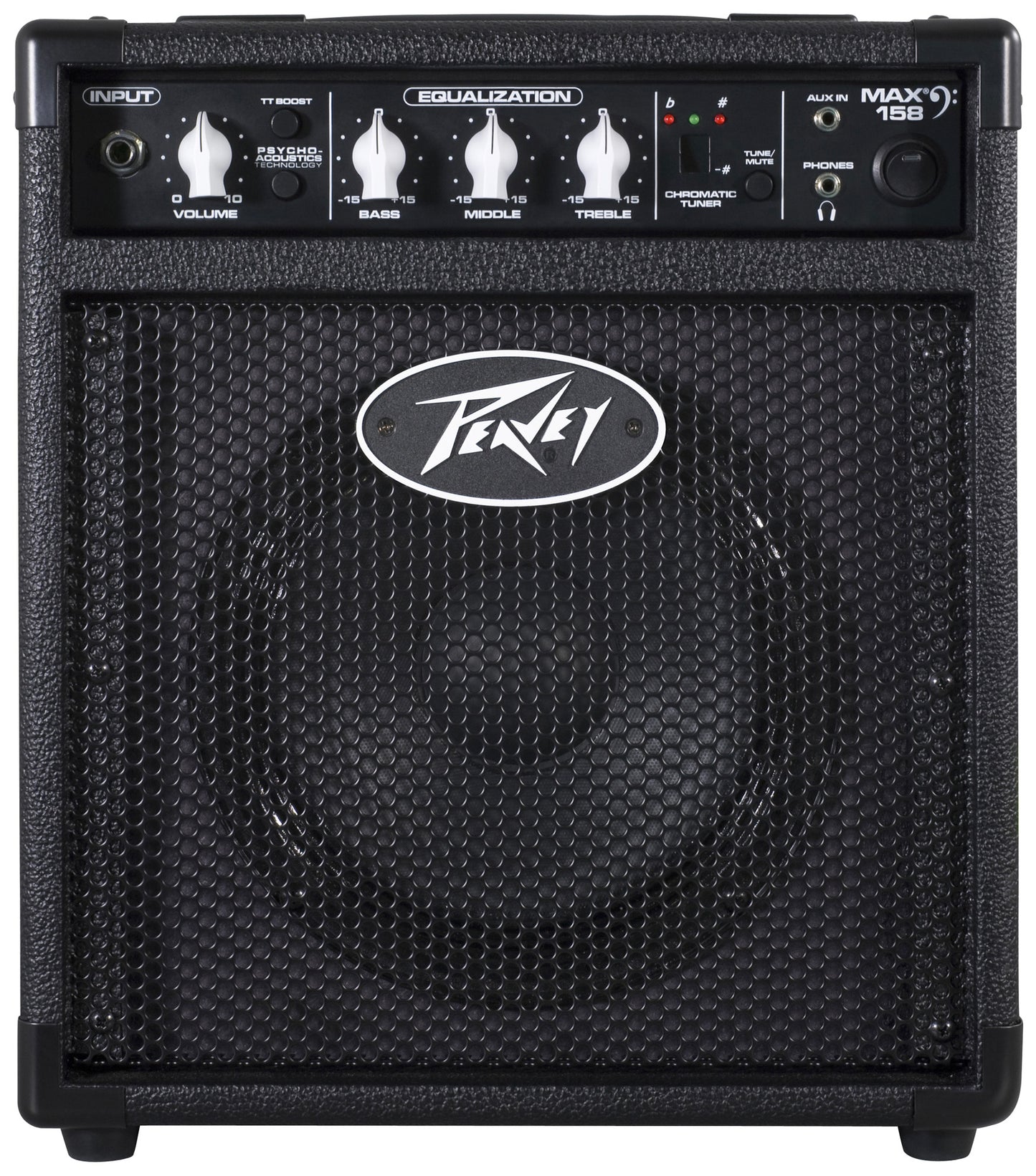 Ampli basse électrique 20W, HP 1x 8", EQ 3 bandes, entrée jack, entrée auxiliaire, finition noir