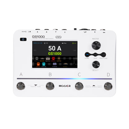 Pédalier multi-effets GS1000, processeur intelligent de profilage d'ampli, écran tactile 5", 350 effets, 120 emplacements, blanc