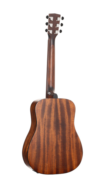Earth Go, modèle Dreadnought 3/4, table épicéa massif, fond & éclisses acajou, HyVibe 2,  housse, naturel pores ouverts