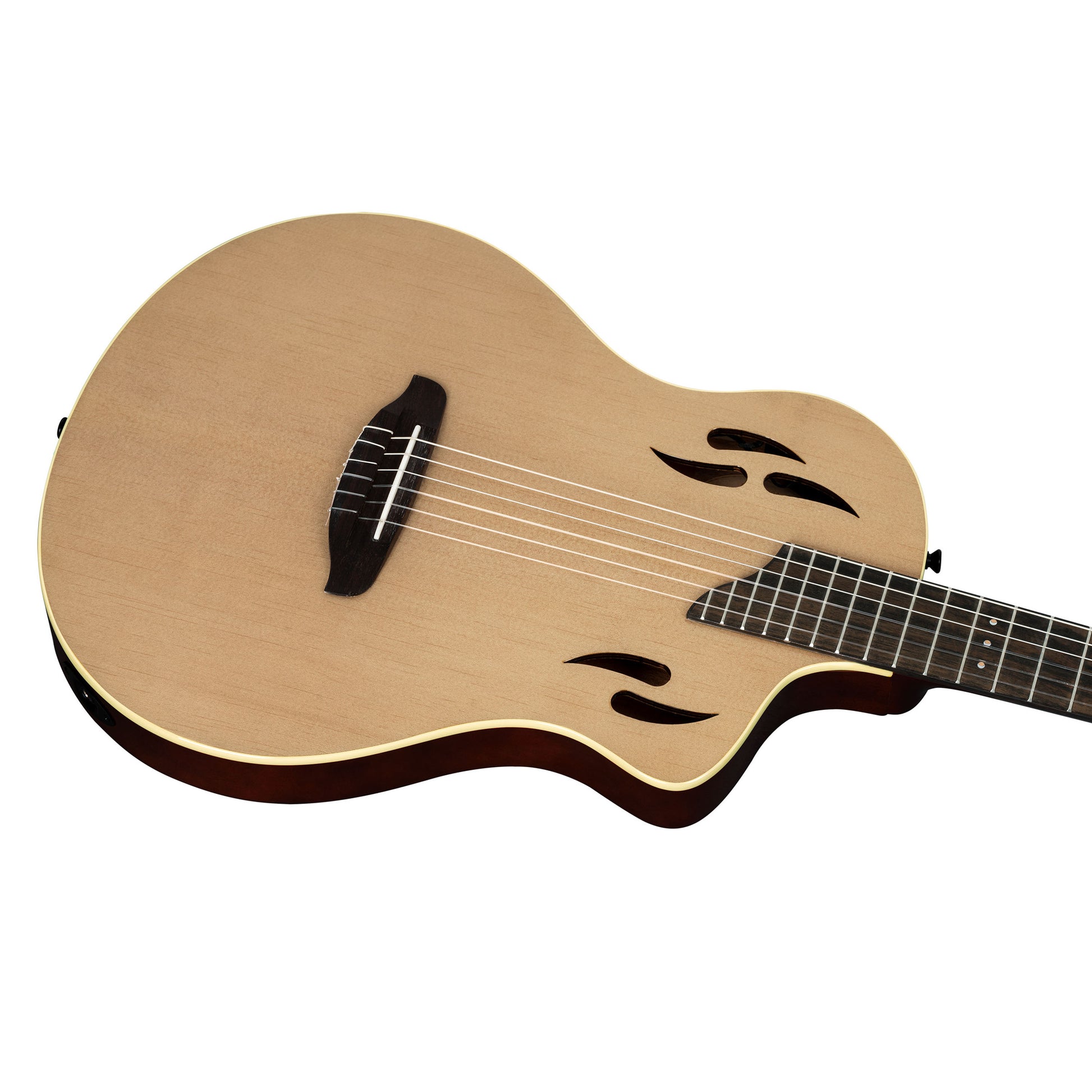 RTPSTD-NAT, modèle TourPlayer, EQ Magus X, corps okoumé, table épicéa, sillet 48 mm, housse, naturel brillant