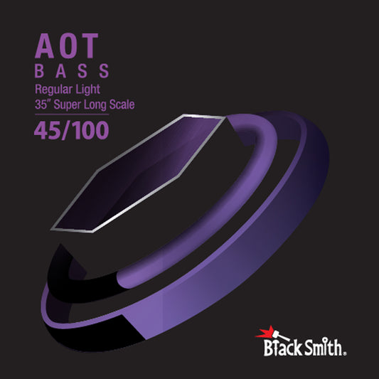 Jeu de cordes pour basse électrique 4 cordes (45-65-80-100), diapason 35", nickel filé rond, revêtement Nano Carbon AOT
