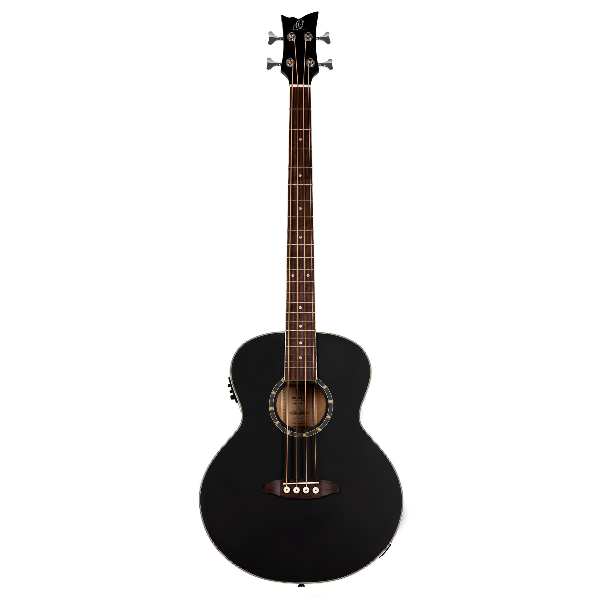 D7E-SBK-4, basse 4 cordes, EQ Ortega MagusPro/B, table épicéa, f/e acajou, manche acajou, noir satiné