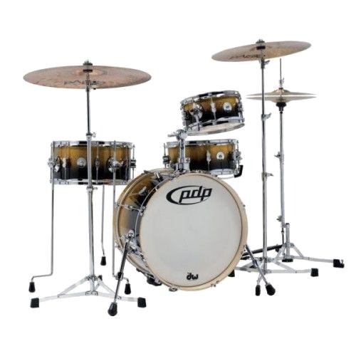 PDP von DW Shellset New Yorker Daru Jones Signature Yellow to Black Sparkle Fade